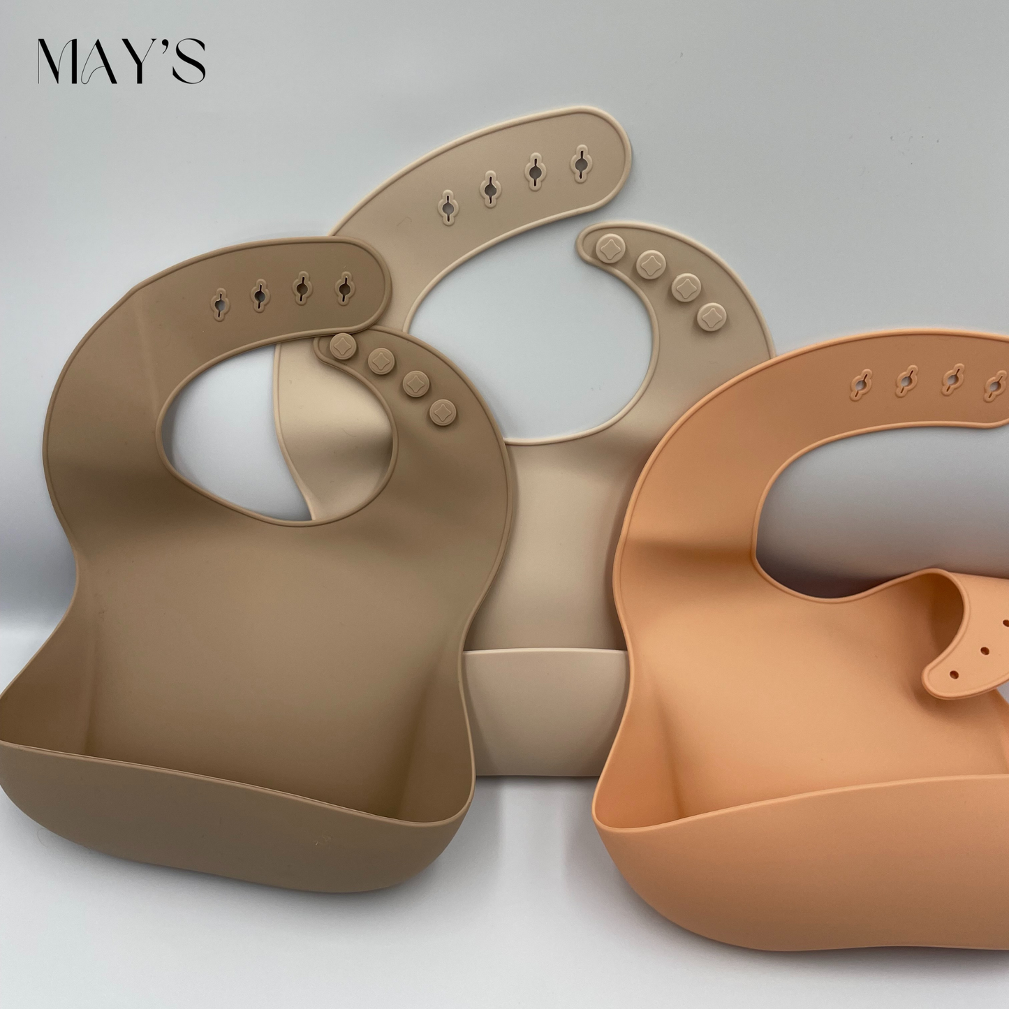 Lot de 3 bavoirs en silicone pour bébé, réglables et sans BPA.