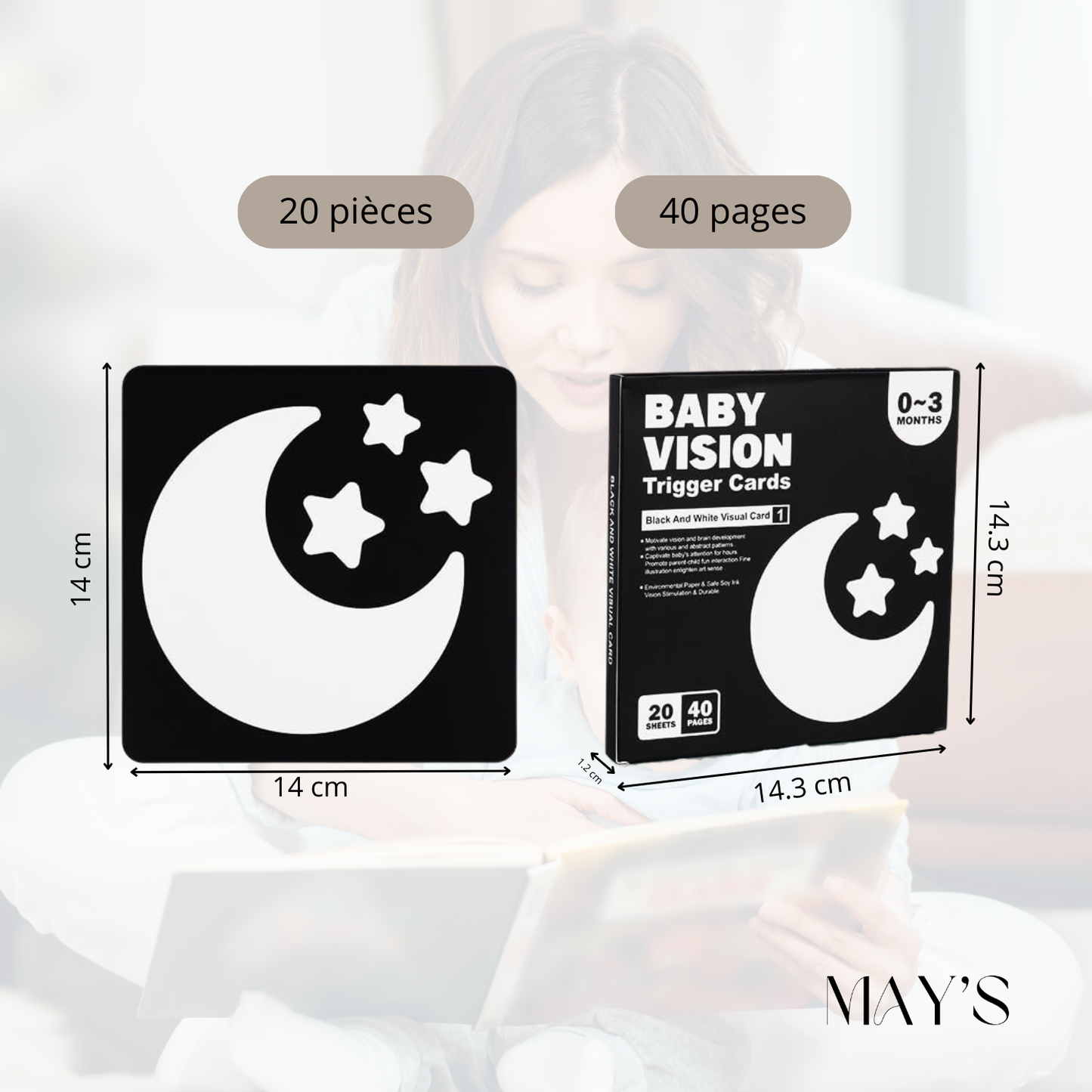 Cartes d'éveil visuel bébé Montessori