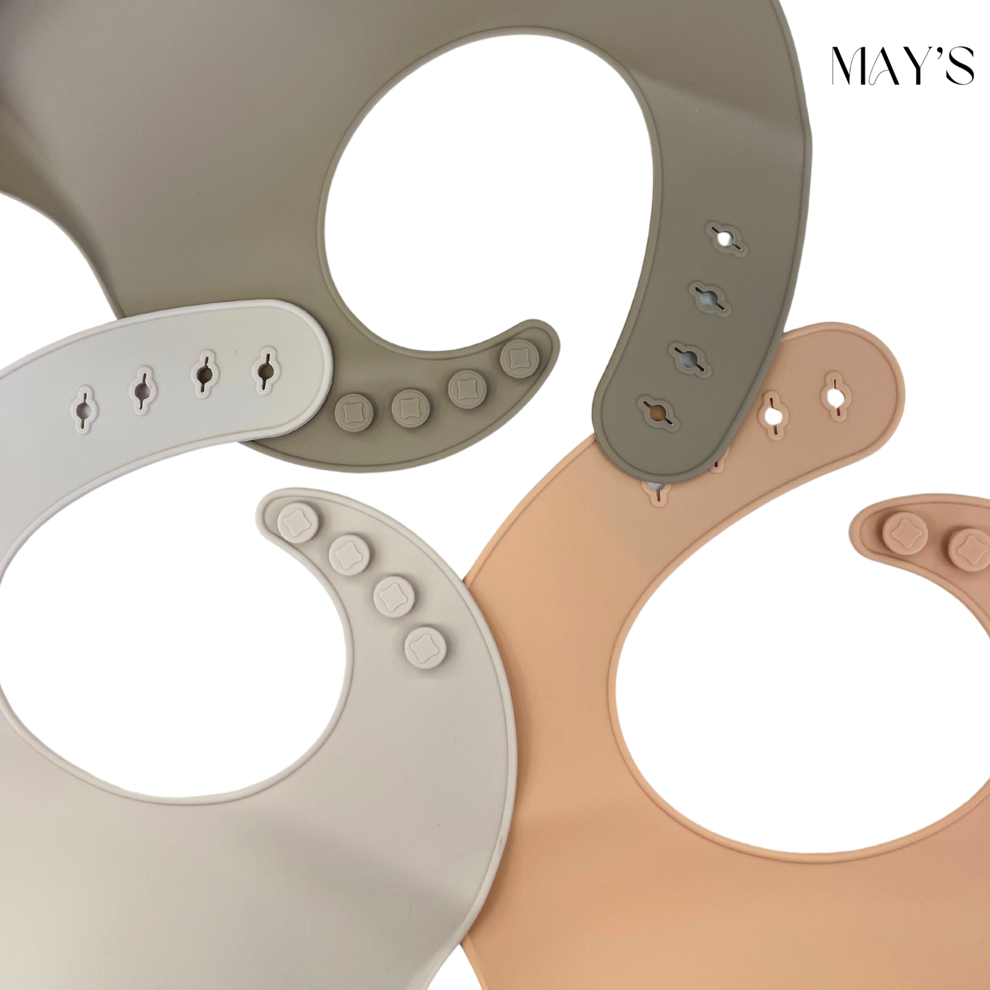 Lot de 3 bavoirs en silicone pour bébé, réglables et sans BPA.
