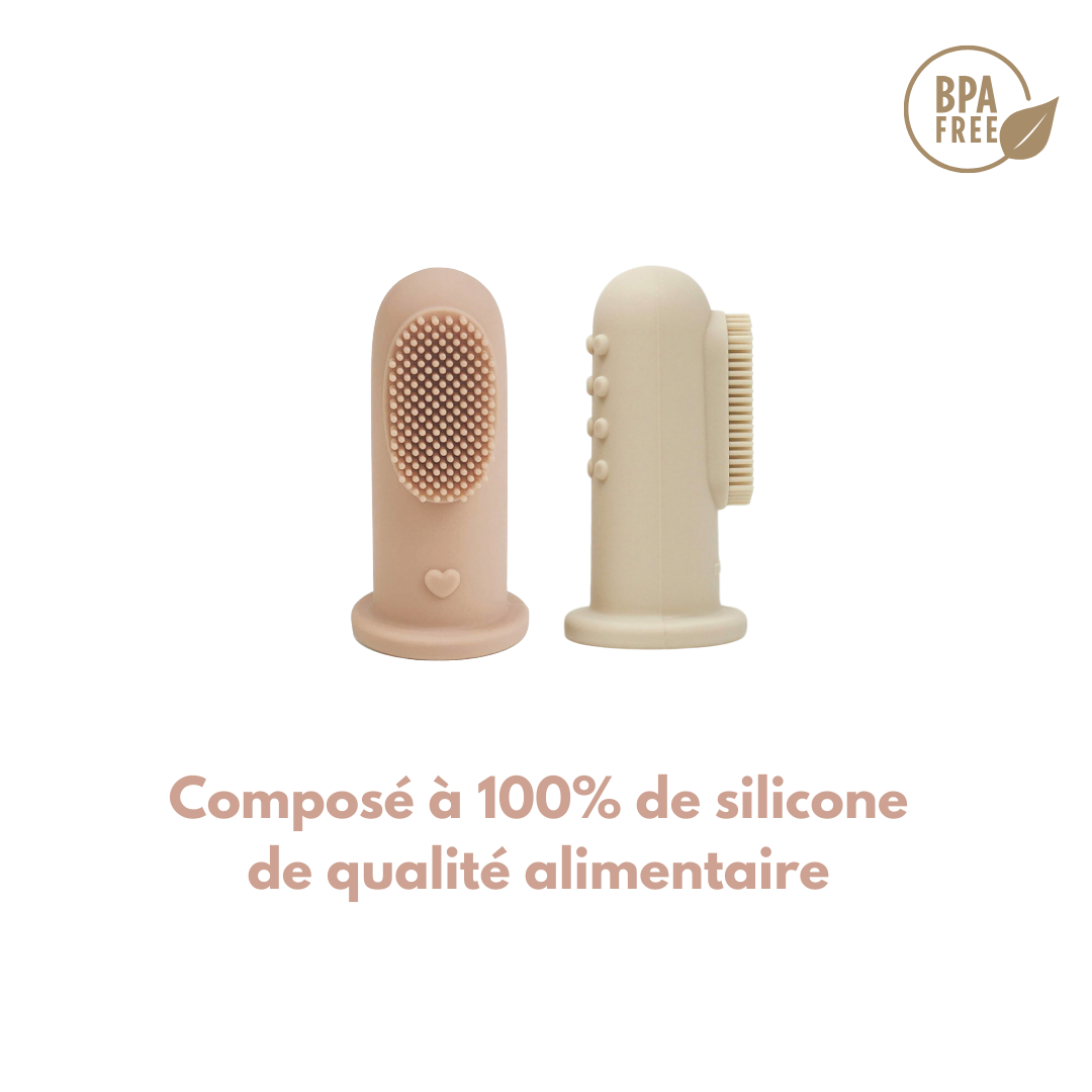 Lot de 2 brosses à dents à doigt pour bébé