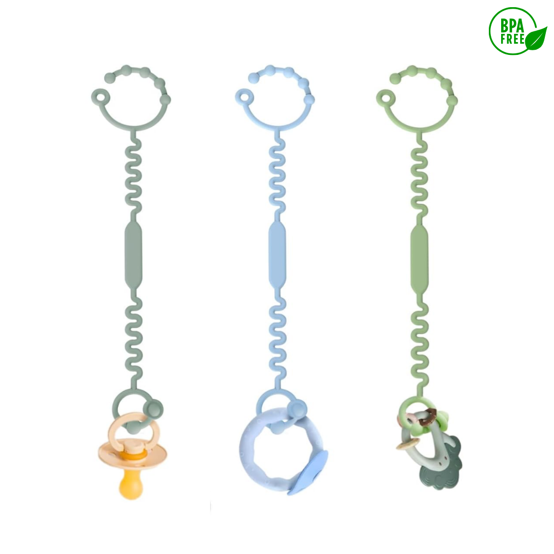 Lot de 3 sangles en silicone attaches universelles pour jouets biberons et gobelets de bébé