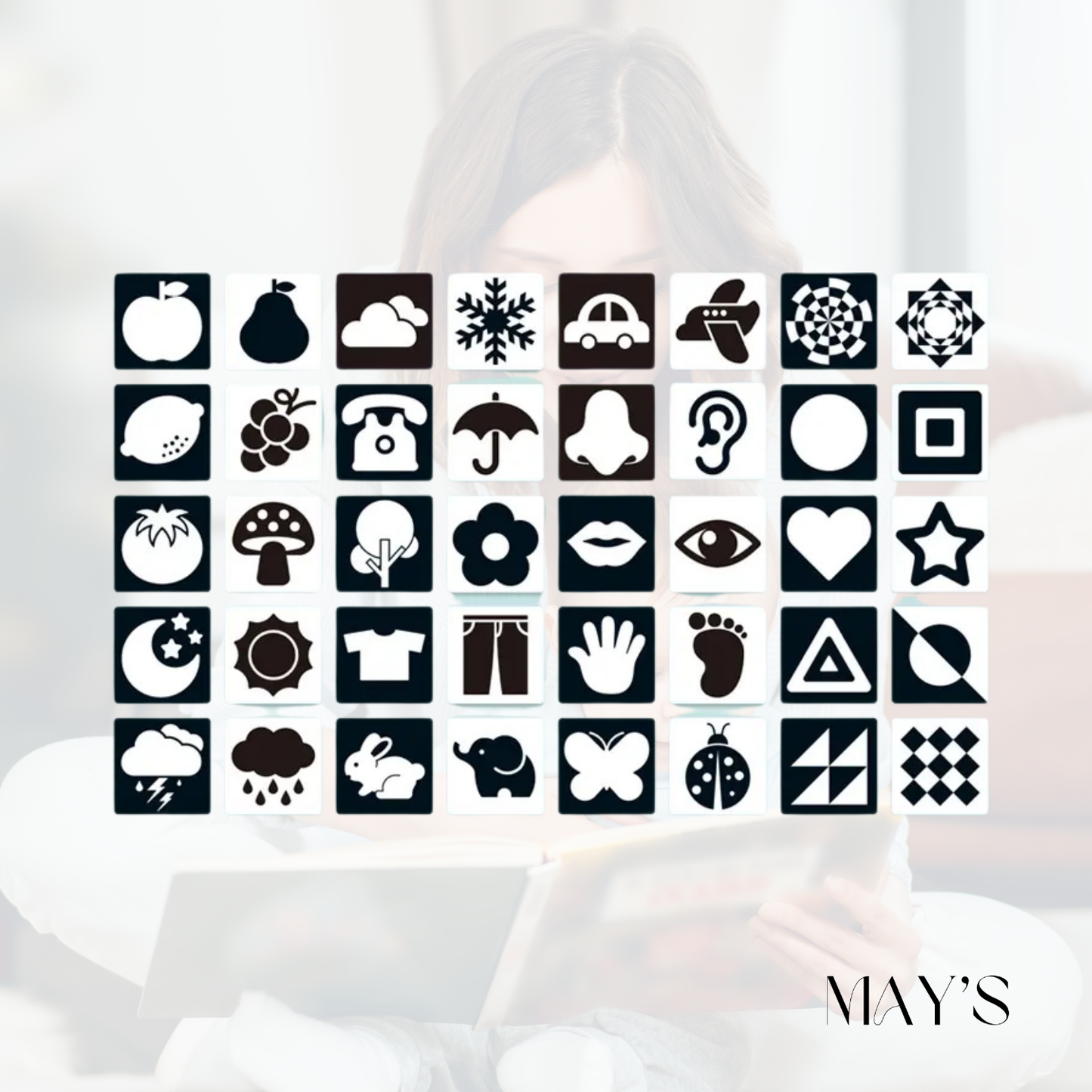 Cartes d'éveil visuel bébé Montessori